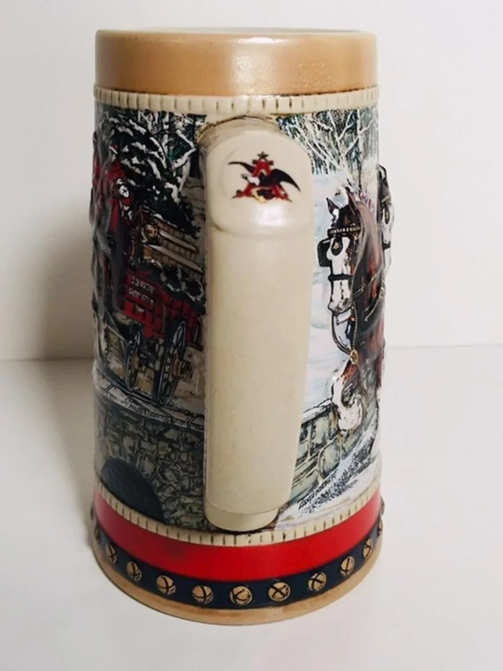 Vintage 1988 Budweiser Holiday Beer Stein CS88 Clydesdales Ceramarte Brazil Mug
